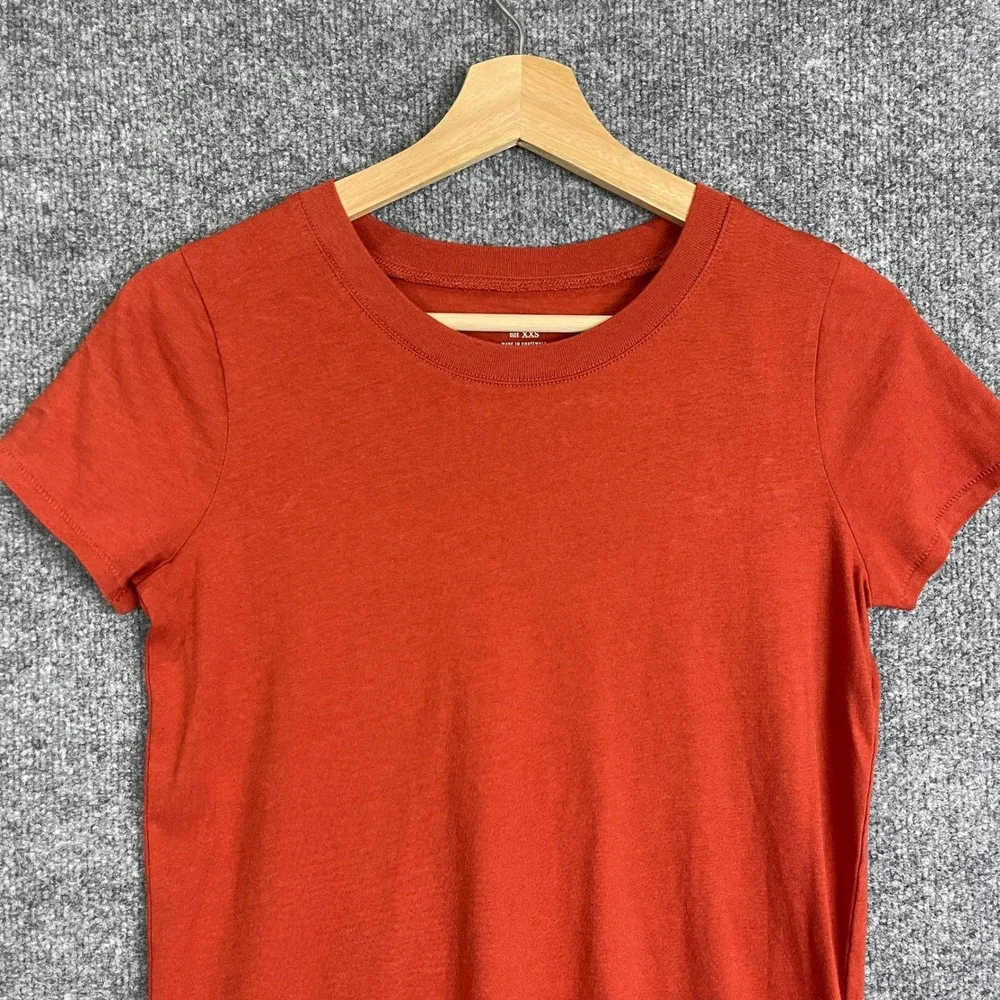 NEW Madewell T-Shirt  XXS Burnt Orange New Crew Neck Short Sleeve Cotton Tee